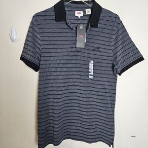 Levi's Striped Short Sleeve Polo Shirt NWT Men's Black/Gray Size Small